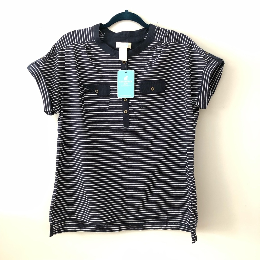 Caribbean Joe Island Supply Co. navy striped tee